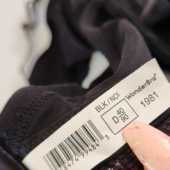 Wonderbra Plus New In Box Size 40D Stylr 1981 Black Unpadded Underwire Unlined - Picture 6 of 7